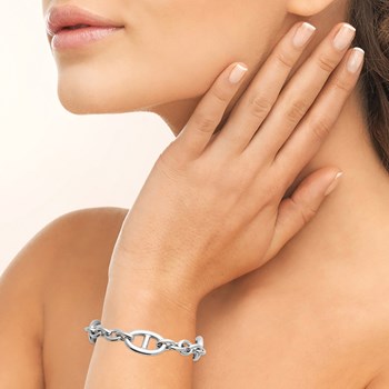 Bracelet Brillaxis gros maillons argent rhodié
