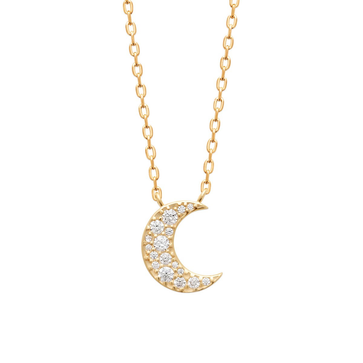 Collier Brillaxis plaqué or lune empierrée 45cm