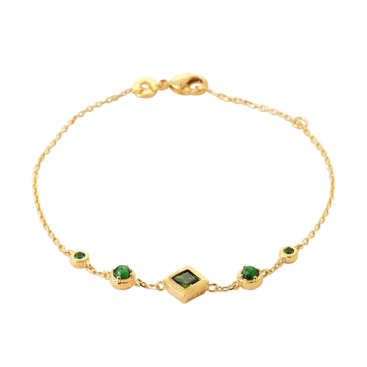 Bracelet Brillaxis plaqué or oxydes verts
18 cm