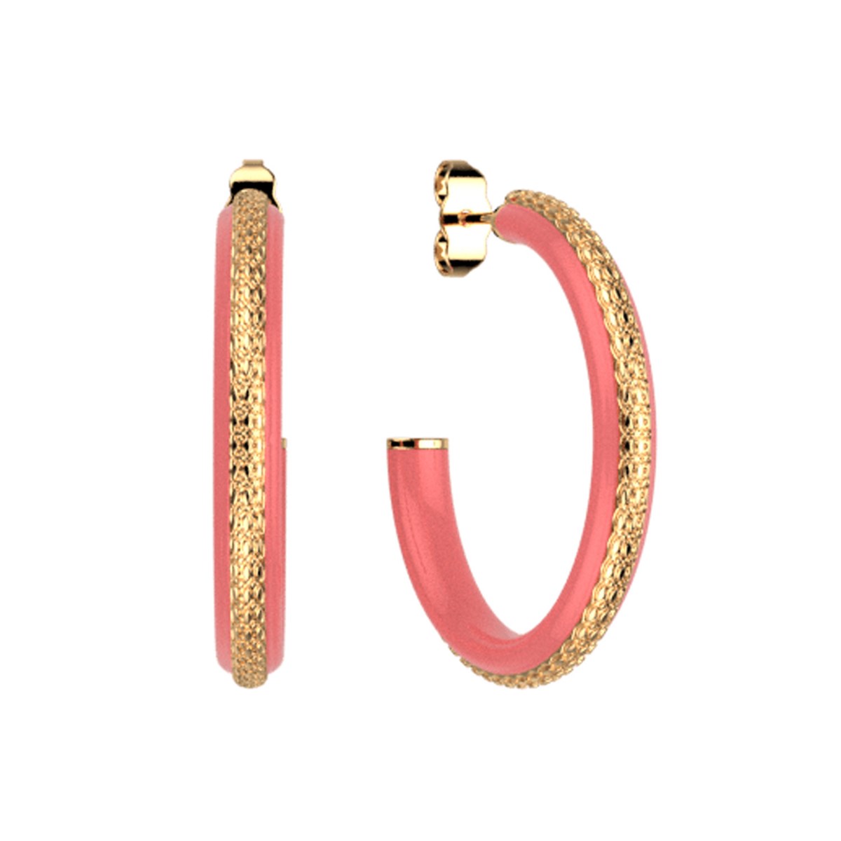 Boucles d'oreilles créoles Les Cadettes_x000D_
Sunset laqué corail