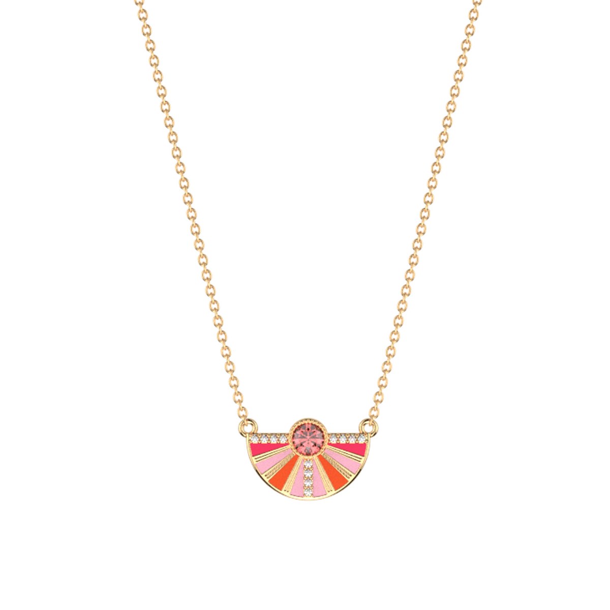 Collier Les Cadettes Sunrise_x000D_
doré demi disque laqué rosé