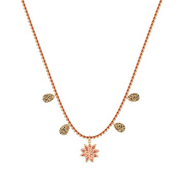 Collier Les Cadettes doré coral
pampilles fleur de lotus corail