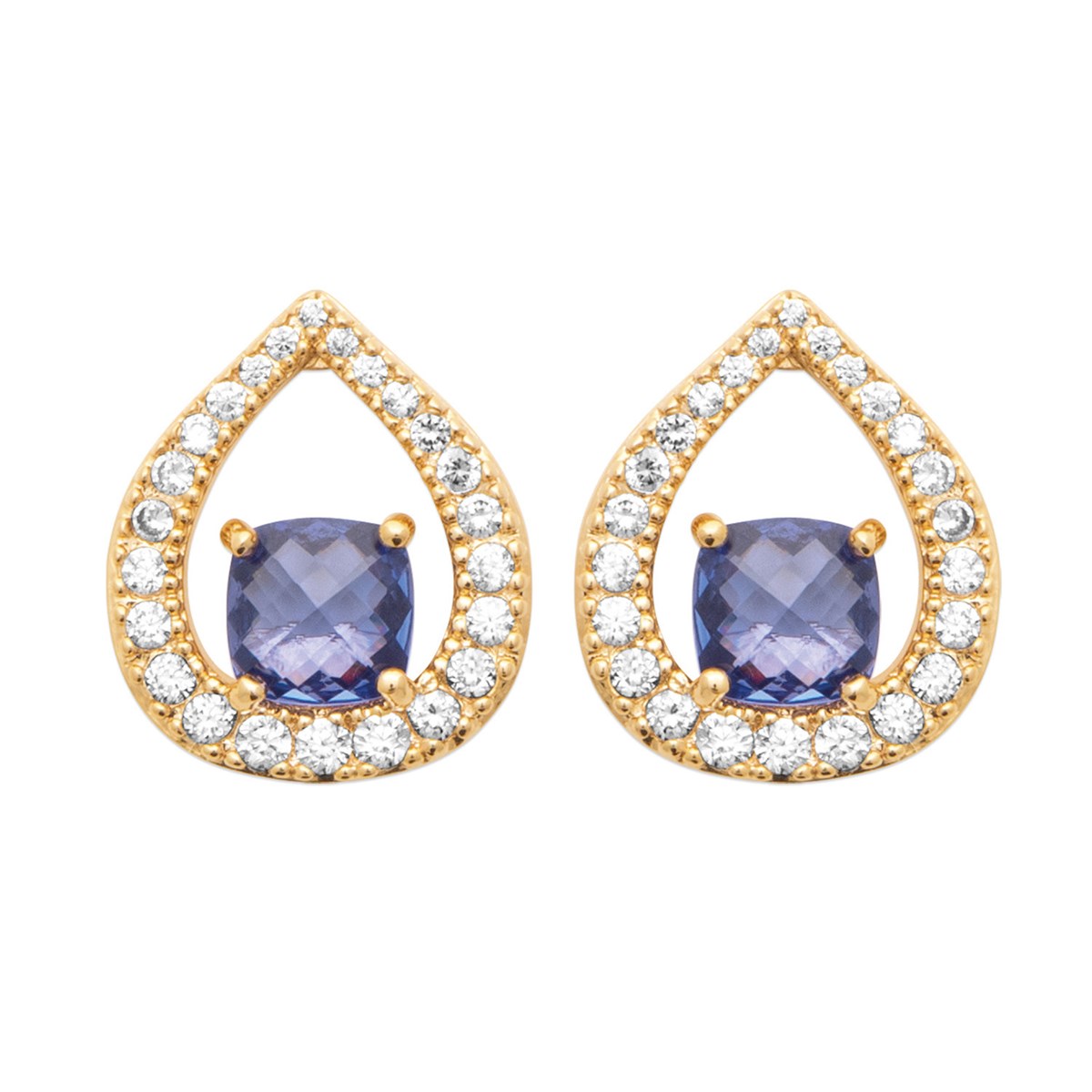 Boucles d'oreilles puces Brillaxis goutte dorée_x000D_
oxyde bleu