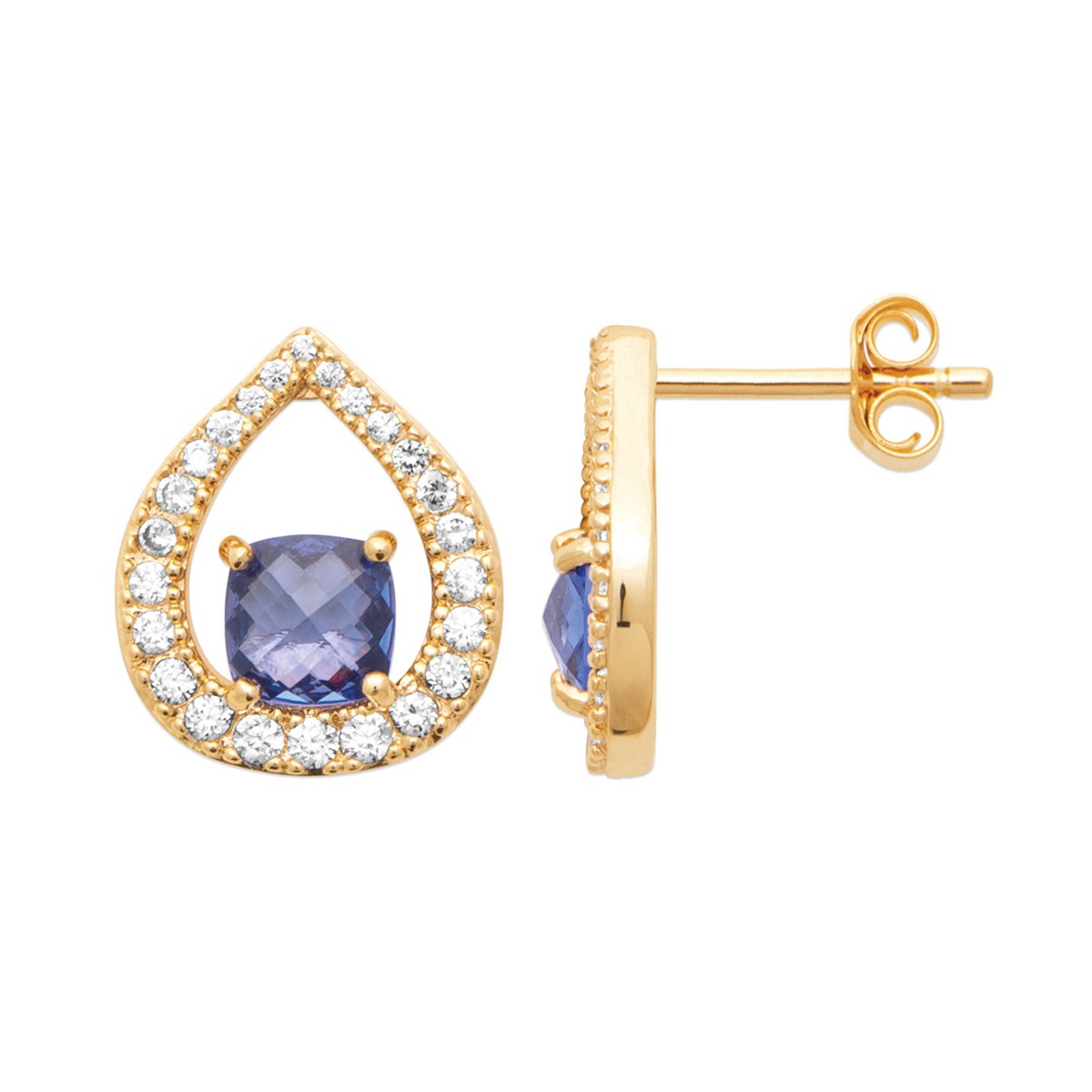 Boucles d'oreilles puces Brillaxis goutte dorée_x000D_
oxyde bleu - vue 3