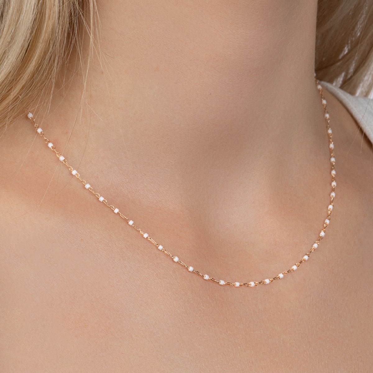 Collier Brillaxis perles de Miyuki blanches - vue 2