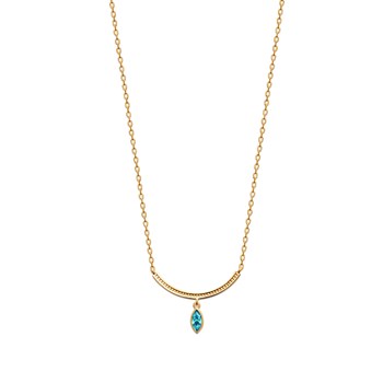 Collier Brillaxis solitaire marquise bleu plaqué or