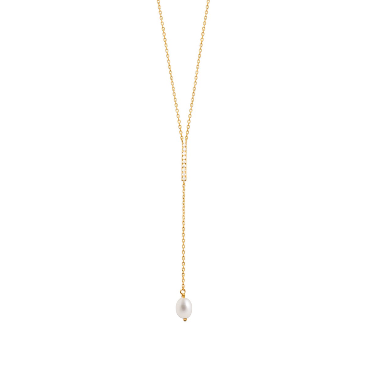 Collier en Y Brillaxis perle de culture_x000D_
plaqué or