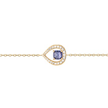 Bracelet Brillaxis plaqué or goutte bleue