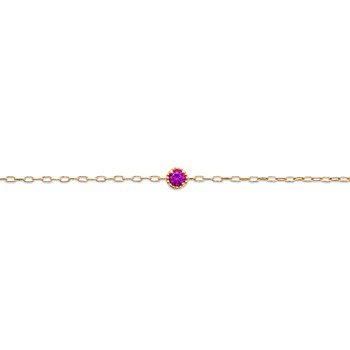 Bracelet Brillaxis plaqué or solitaire rouge