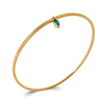 Bracelet jonc Brillaxis pierre bleue plaqué or