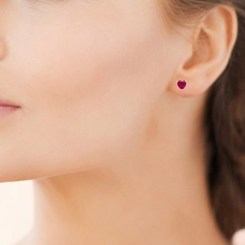 Boucles d'oreilles puces Brillaxis coeur argent
