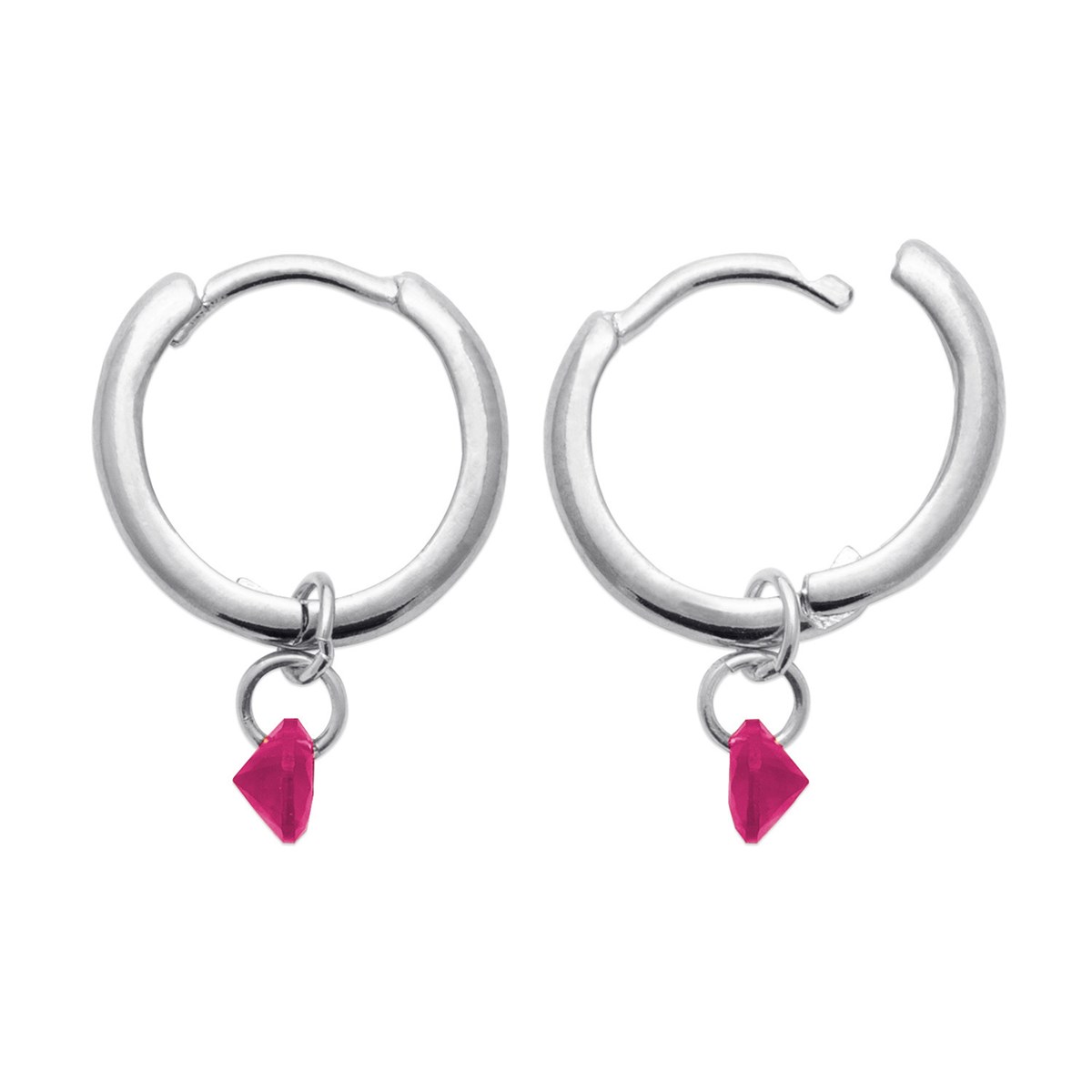 Boucles d'oreilles créoles Brillaxis pampille_x000D_
fuschia argent - vue 3