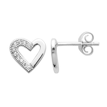 Boucles d'oreilles puces Brillaxis coeur argent