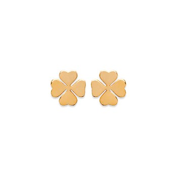 Boucles d'oreilles puces Brillaxis trèfle plaqué or
