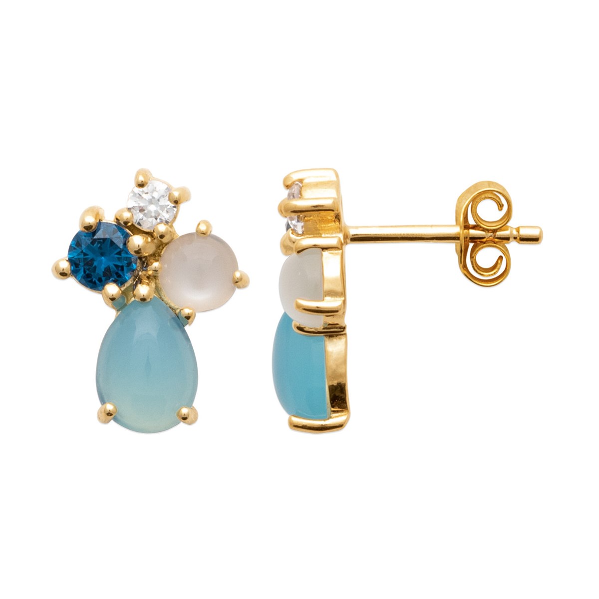 Boucles d'oreilles Brillaxis quartz et amazonite - vue 3