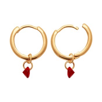 Boucles d'oreilles créoles Brillaxis pampille rouge