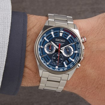 Montre Seiko sport chron acier cadran bleu