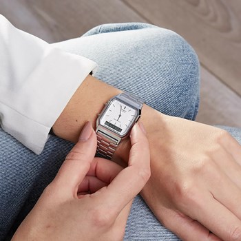 Montre Unisexe CASIO bracelet acier cadran gris
Collection EDGY