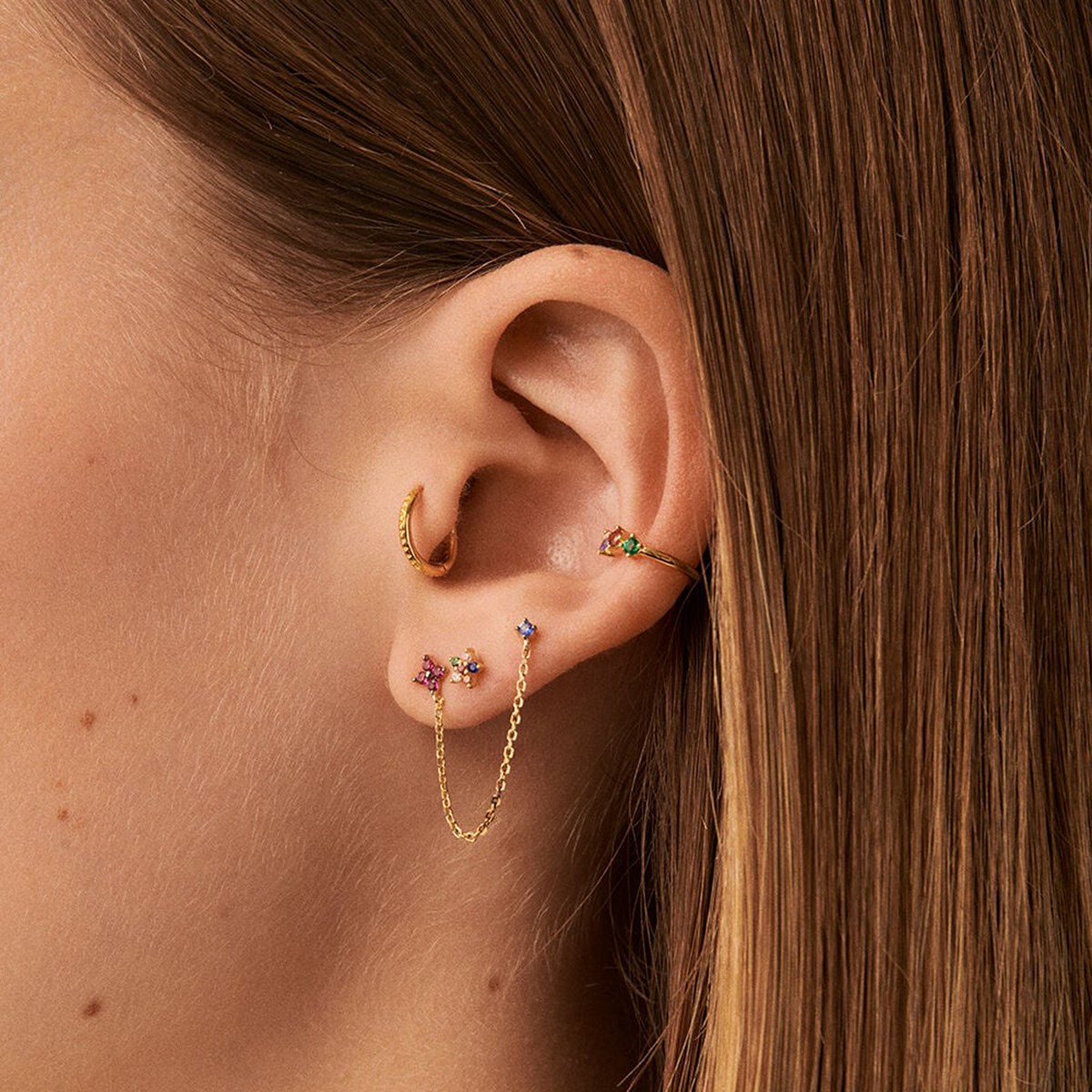 Piercing puce Agatha Beloved fleurs oxydes_x000D_
multicolores - vue 2