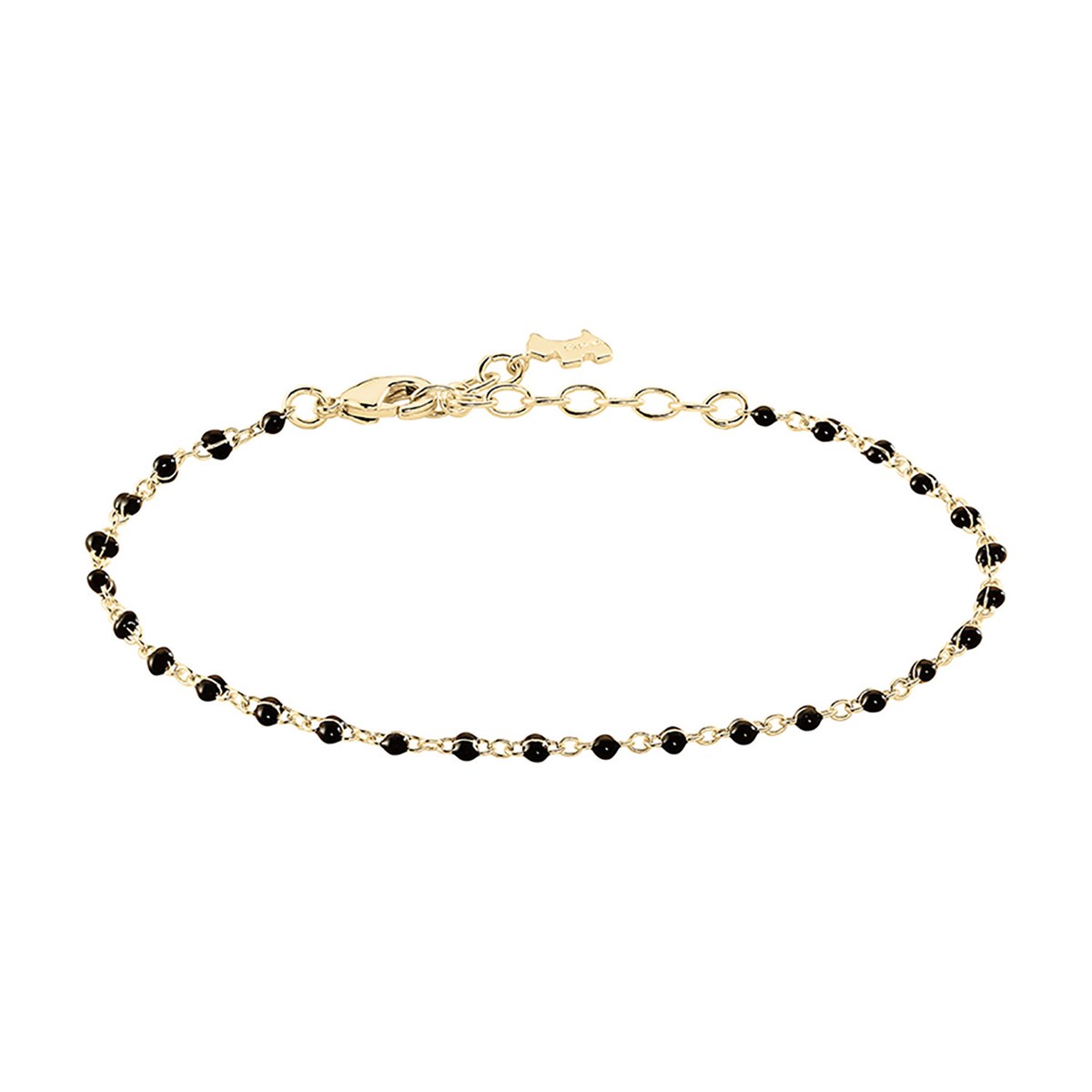 Bracelet souple Agatha doré perles émail noir
