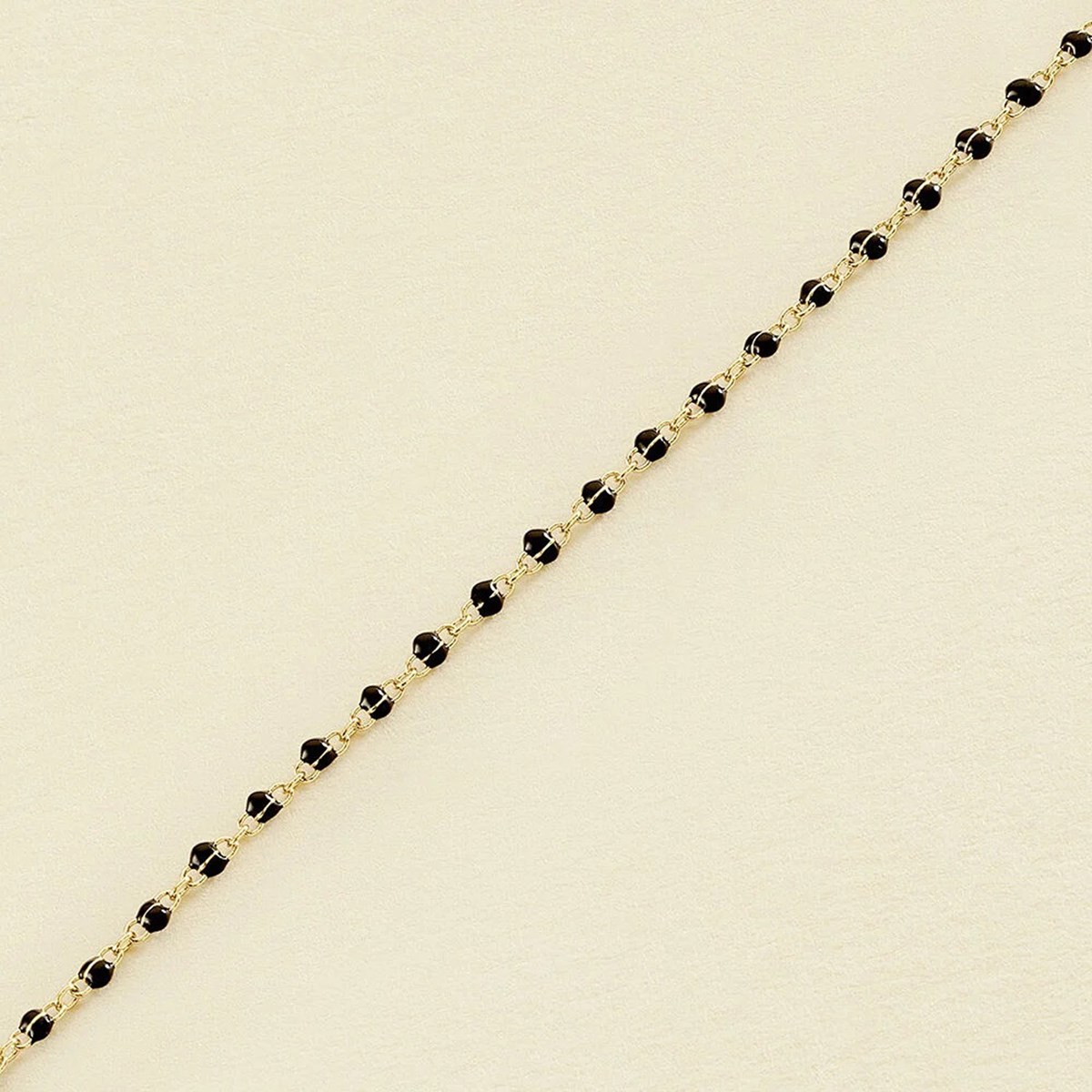 Bracelet souple Agatha doré perles émail noir - vue 3