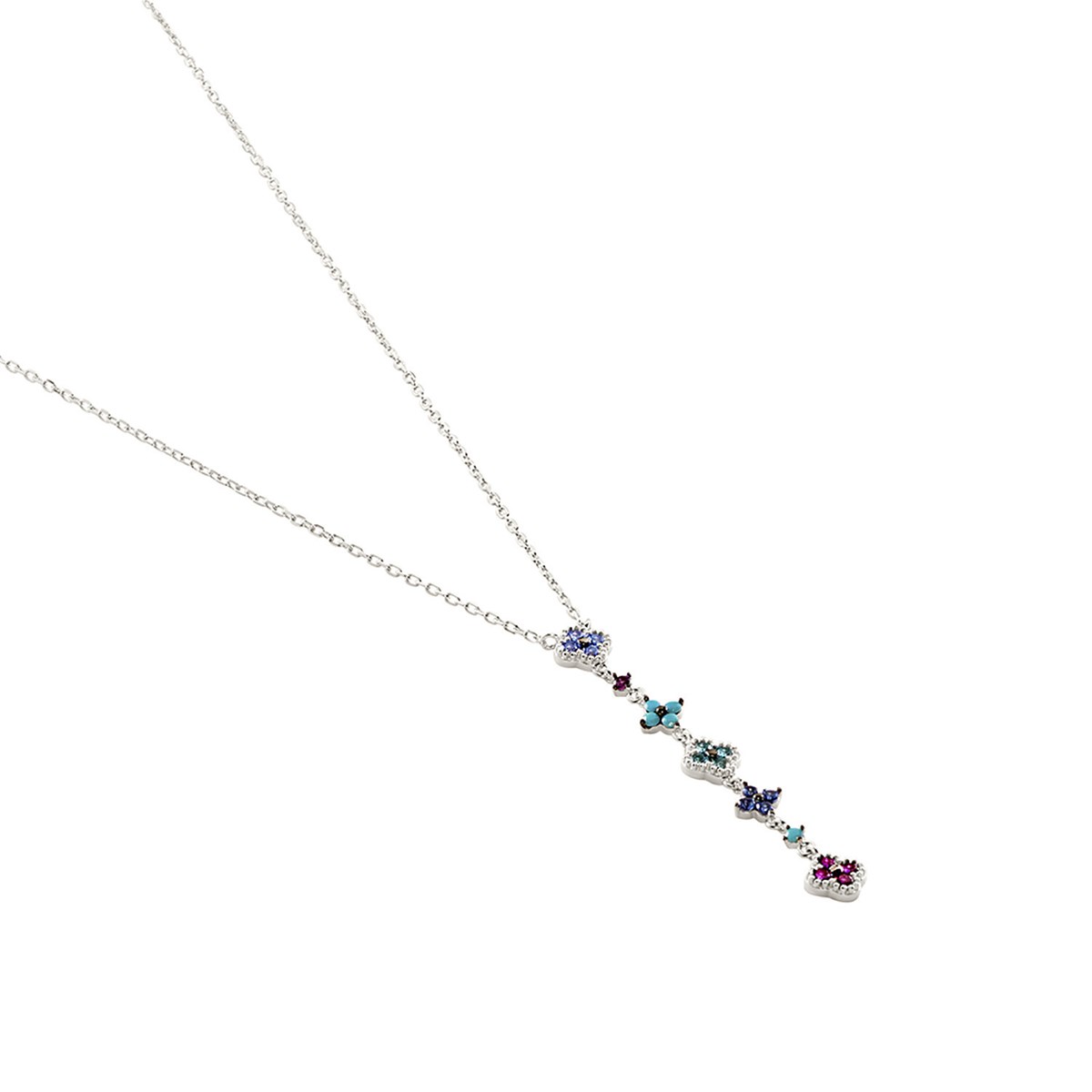 Collier en Y Agatha Beloved rangée de fleurs oxydes