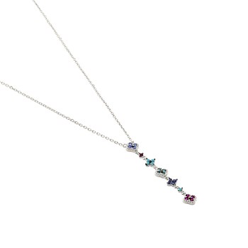 Collier en Y Agatha Beloved rangée de fleurs oxydes