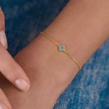 Bracelet Agatha Beloved argent doré fleur bleue