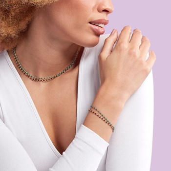 Collier Agatha laiton doré perles émail noir