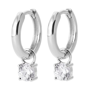 Boucles d'oreilles créoles Brillaxis pampille argent