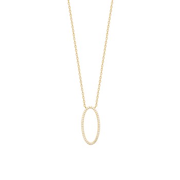 Collier Brillaxis plaqué or ovale pavé