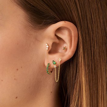 Piercing puce Agatha Astral chaîne argent doré