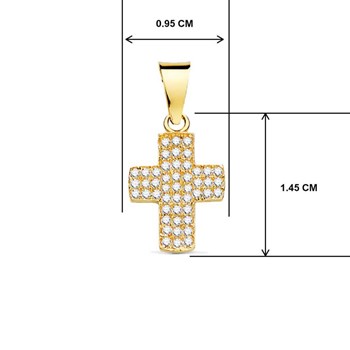 Collier - Médaille Croix Or 18 Carats 750/000 Jaune et Zirconiums - Chaine Dorée