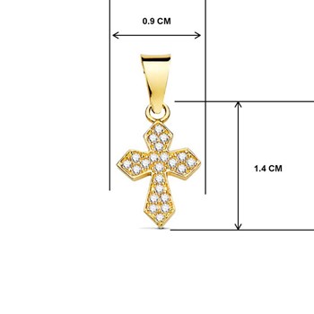 Collier - Médaille Croix Or 18 Carats 750/000 Jaune et Zirconiums - Chaine Dorée - 18PC22336OX