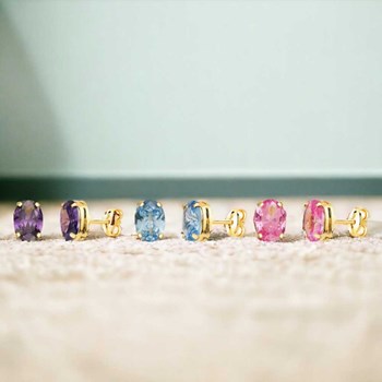 Boucles d'Oreilles Or 18 Carats 750/000 - Zirconiums Améthyste-1289