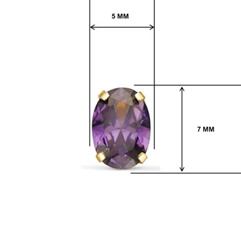 Boucles d'Oreilles Or 18 Carats 750/000 - Zirconiums Améthyste-1289