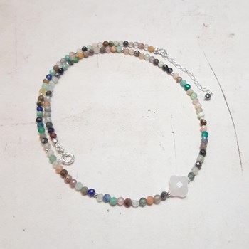 Collier Trèfle Pierres Naturelles et Argent 925