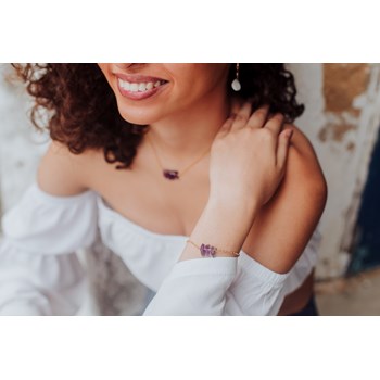 Bracelet Améthyste et Argent 925 Doré