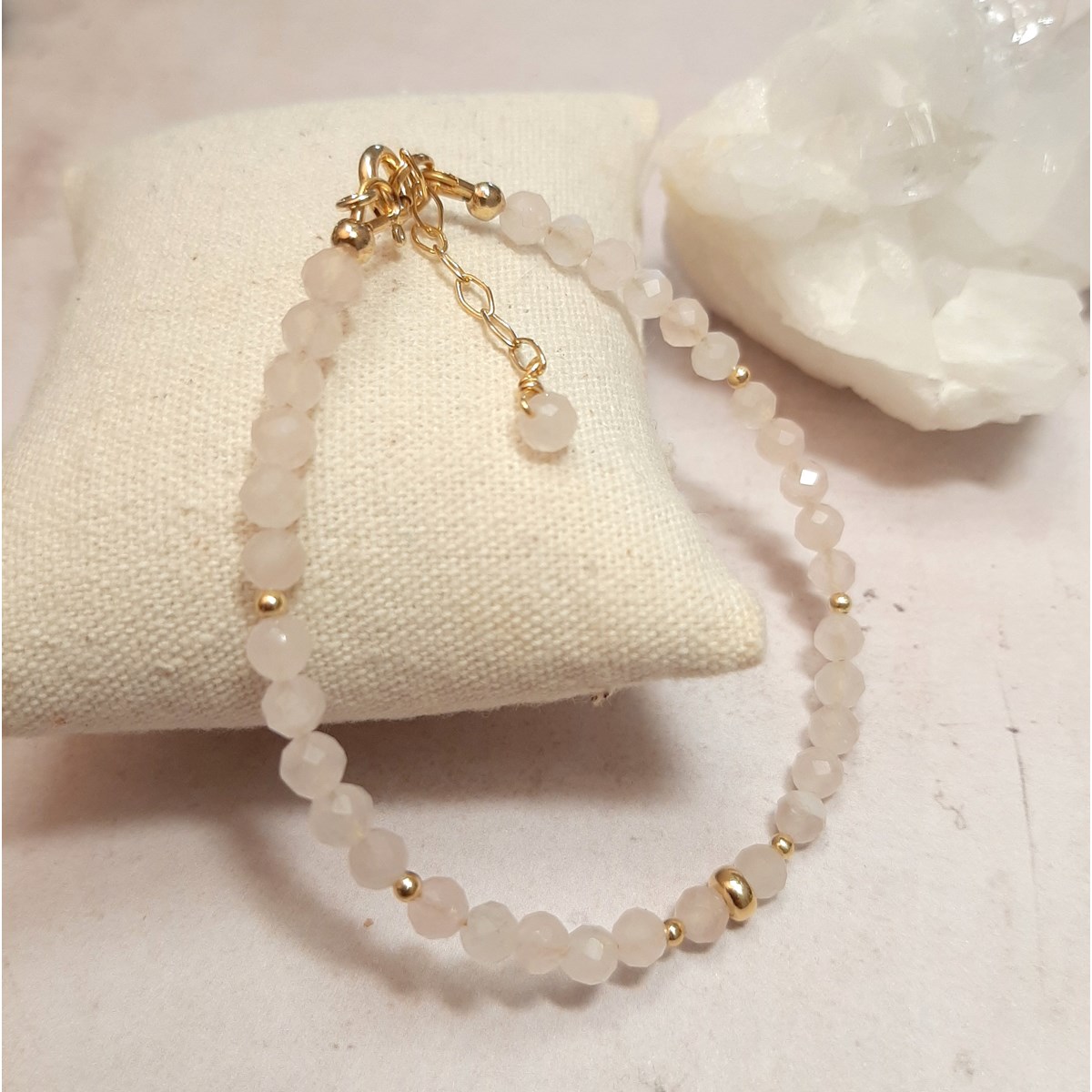 Bracelet en Quartz Rose et Argent 925 Doré - vue 4
