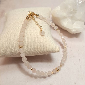 Bracelet en Quartz Rose et Argent 925 Doré