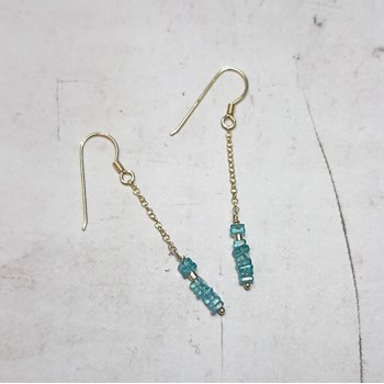 Boucles d'Oreilles Apatite Bleue en Argent 925 Doré