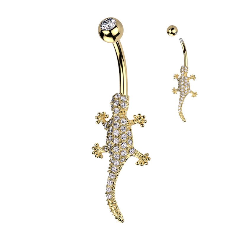 Piercing nombril pendentif lézard