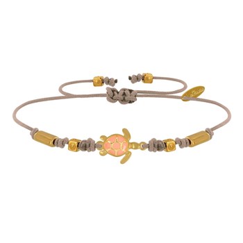 Bracelet Tortue Émaillé Orange Laiton Doré Orange - Beige