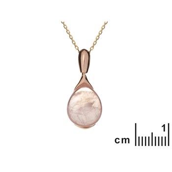 PENDENTIF QUARTZ ROSE ARGENT DORE