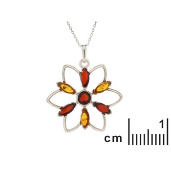 PENDENTIF FLEUR ARGENT AMBRE