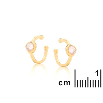 BOUCLES D'OREILLE QUARTZ ROSE ARGENT DORE