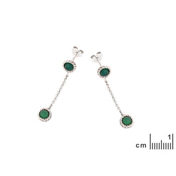 BOUCLE D'OREILLE ARGENT AGATE VERTE