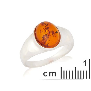 BAGUE ARGENT RHODIE 925/1000 AMBRE COGNAC
