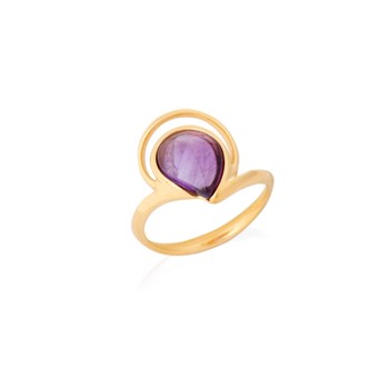 BAGUE AMETHYSTE ARGENT DORE 925