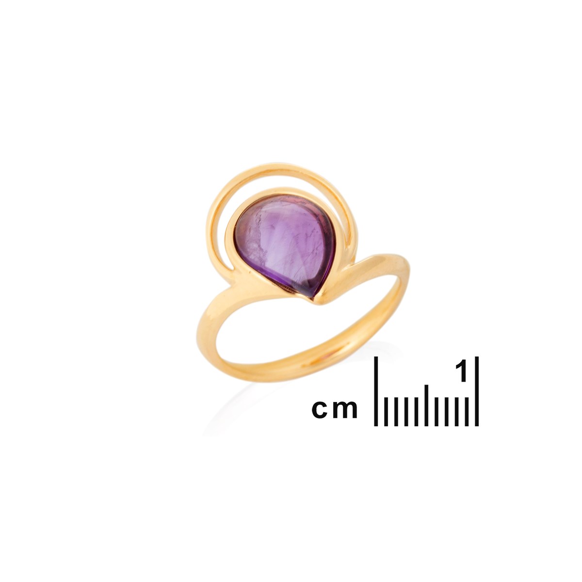 BAGUE AMETHYSTE ARGENT DORE 925 - vue 2